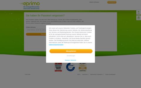 "mein eprimo" - Kundenportal: Passwort vergessen | eprimo