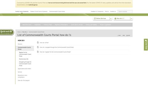 List of Commonwealth Courts Portal how do I's - Family Court ...
