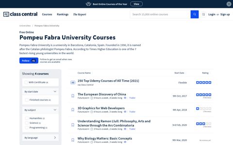 Pompeu Fabra University Courses & MOOCs | Free Online ...