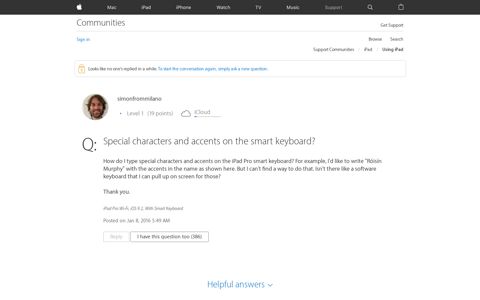 Special characters and accents on the sma… - Apple ...