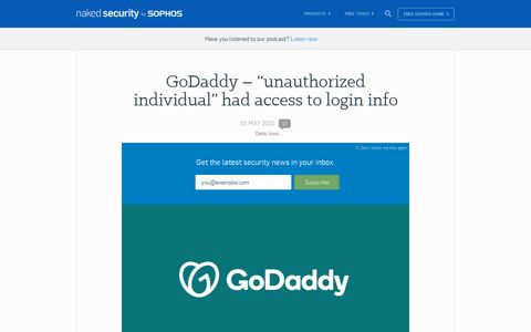 GoDaddy – “unauthorized individual” had access to login info ...