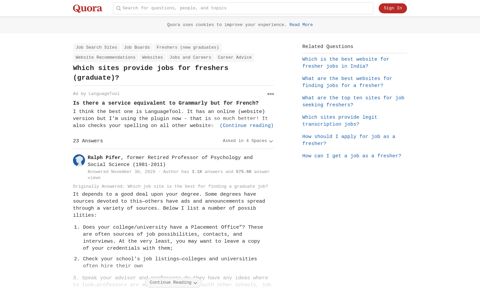 Which sites provide jobs for freshers (graduate)? - Quora