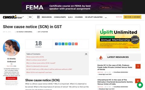 Show cause notice (SCN) in GST - ConsultEase