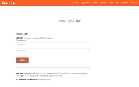 HERA | Pleadings Bank: Log In [Members Only]
