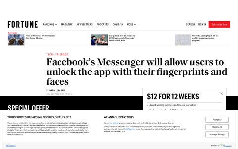 Facebook's Messenger will allow users to unlock the app with ...