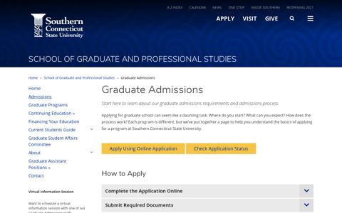 Graduate Admissions | Southern Connecticut State University