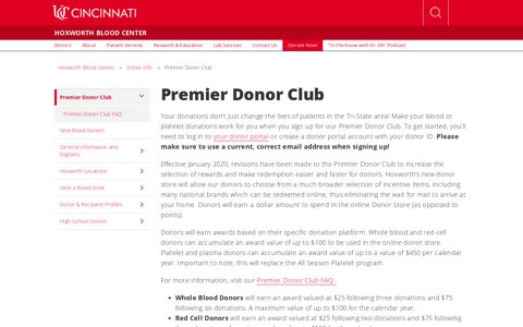 Premier Donor Club | University Of Cincinnati - Hoxworth ...