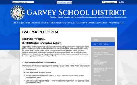 GSD Parent Portal – Parents/Community – Garvey School ...