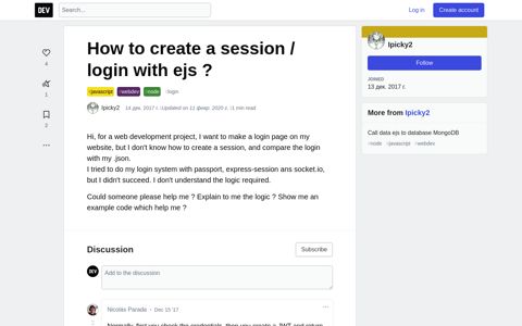 How to create a session / login with ejs ? - DEV