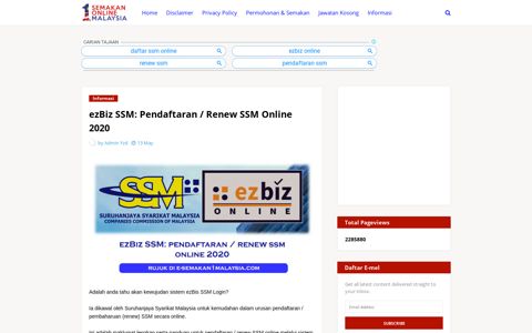 ezBiz SSM: Pendaftaran / Renew SSM Online 2020