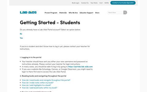 Getting Started - Students | Lab Aids