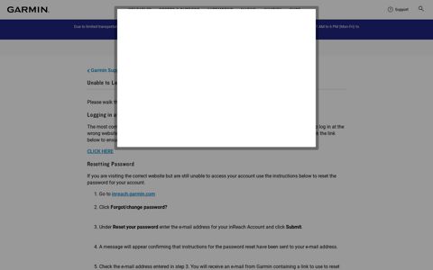 Unable to Log In to inReach Account | Garmin Support
