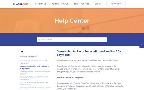 Connecting to Forte for credit card and/or ACH payments ...