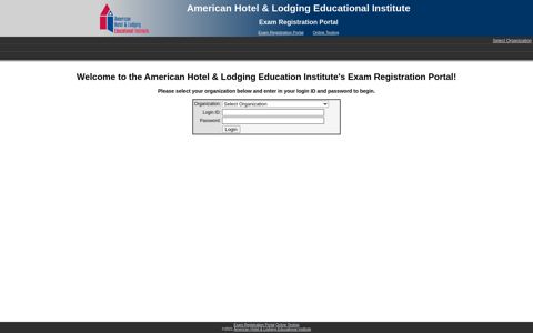 AHLEI - Exam Registration Portal - Organization Selection
