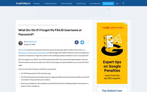 What Do I Do If I Forgot My FSA ID Username or Password?