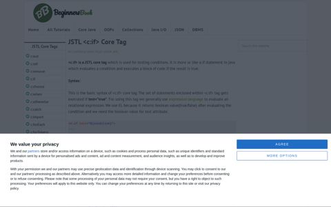 JSTL <c:if> Core Tag - BeginnersBook.com