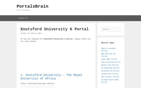 Knutsford University K Portal - PortalsBrain - Portal Database