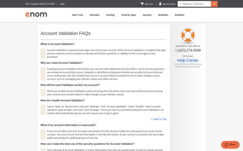 Account Validation FAQs - eNom