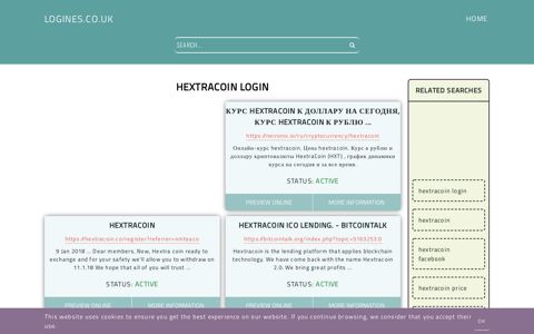 hextracoin login - General Information about Login - Logines.co.uk