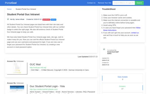 Student Portal Guc Intranet Page - portal-god.com