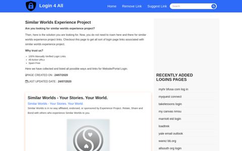 similar worlds experience project - Official Login Page [100 ...
