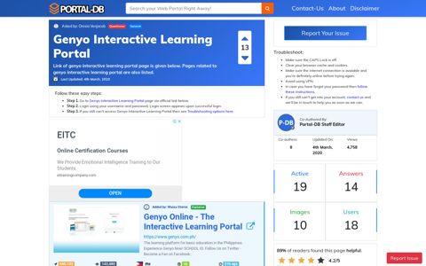 Genyo Interactive Learning Portal