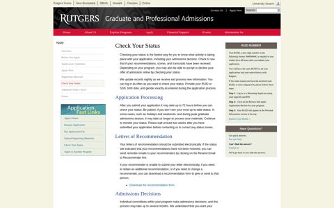 Check Your Status | Graduate and Professional Admissions