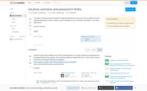 set proxy username and password in firefox - Stack Overflow