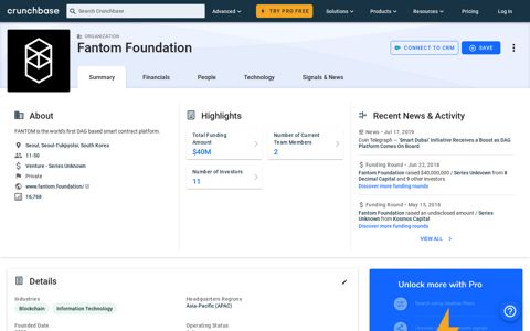 Fantom Foundation - Crunchbase Company Profile & Funding