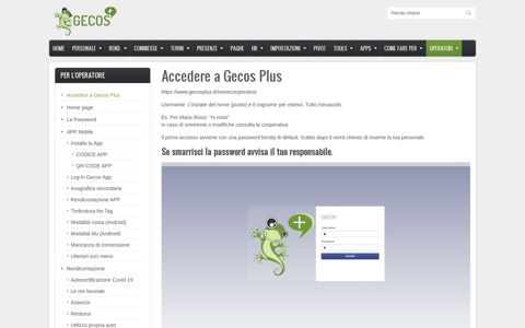 Accedere a Gecos Plus | Manuale