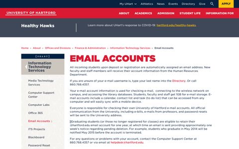 Email Accounts | University of Hartford