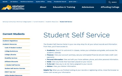 Student Self Service | KCTCS