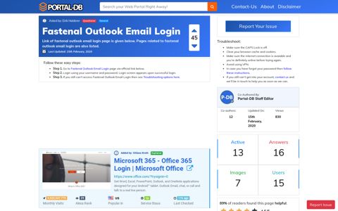 Fastenal Outlook Email Login - Portal-DB.live