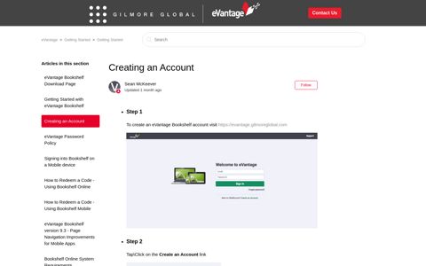 Creating an Account – eVantage