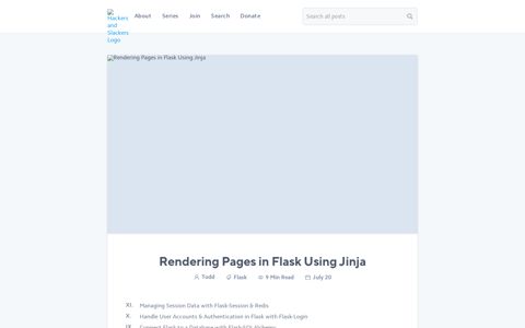 Rendering Pages in Flask Using Jinja - Hackers and Slackers