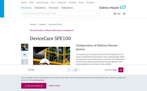 DeviceCare SFE100 | Endress+Hauser