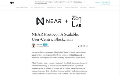 NEAR Protocol: A Scalable, User-Centric Blockchain | by Dan ...