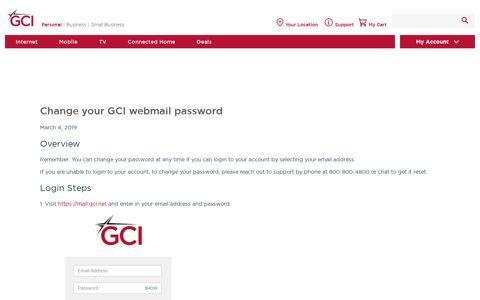 Change GCI webmail password | GCI Support