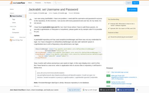Jackrabitt: set Username and Password - Stack Overflow