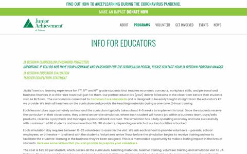 Info for Educators | Junior Achievement of Arizona