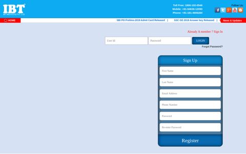 Student Login for Test Series. - IBT Institute