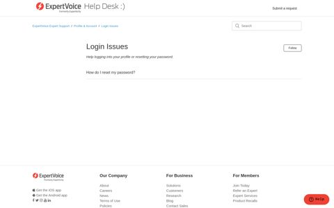 Login Issues – ExpertVoice Expert Support