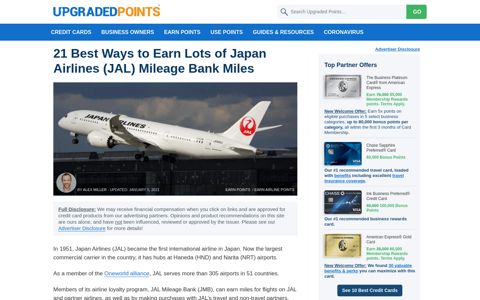 21 Best Ways to Earn Lots of Japan Airlines (JAL) Mileage ...