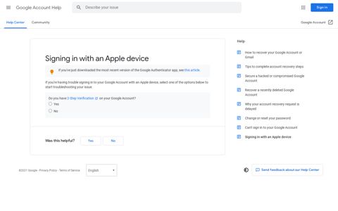 Signing in with an Apple device - Google Account Help