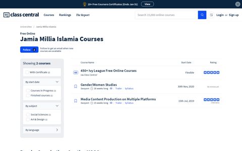 Jamia Millia Islamia Courses & MOOCs | Free Online Courses ...