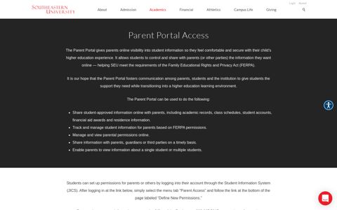 Parent Portal Access - Southeastern University - Lakeland