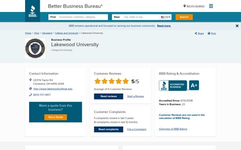 Lakewood University | Better Business Bureau® Profile