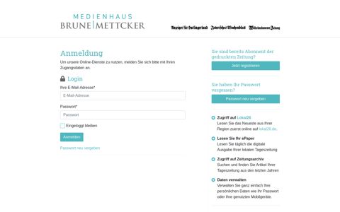 Medienhaus Brune-Mettcker: Online-Anmeldung