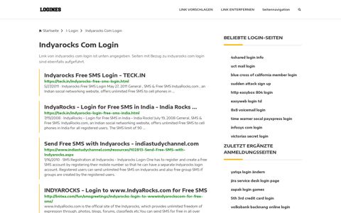 Indyarocks Com Login | Allgemeine Informationen zur Anmeldung