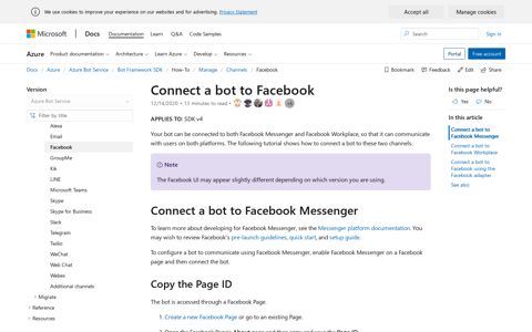 Connect a bot to Facebook Messenger - Bot Service ...